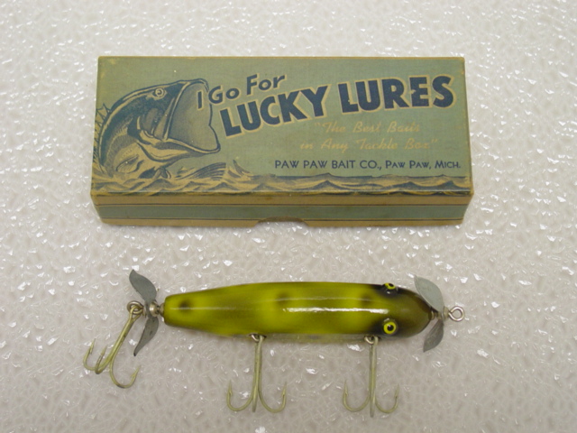 Leurre De Pêche Vintage Paw Paw Bait Company – Bois, 3 Crochets, Original